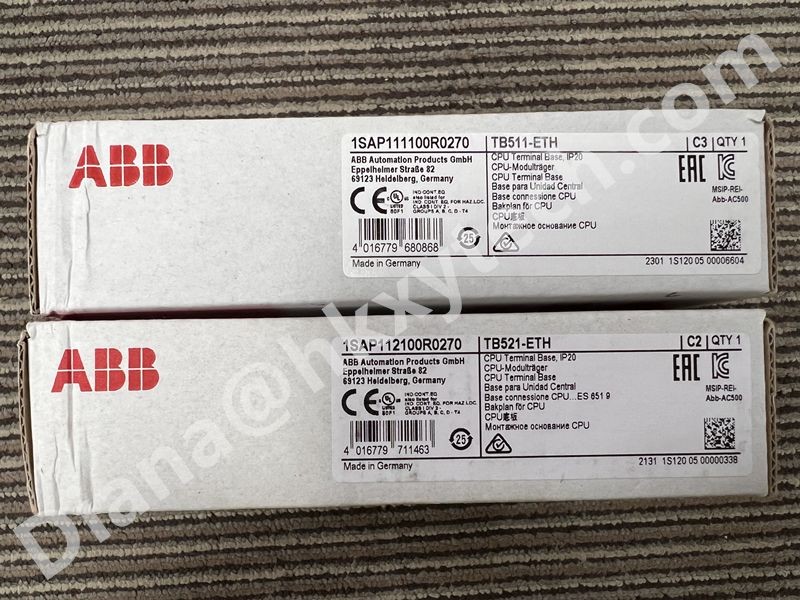 ABB TB511-ETH 1SAP111100R0270 AC500 Terminal Base for Ethernet I/O Assemblies